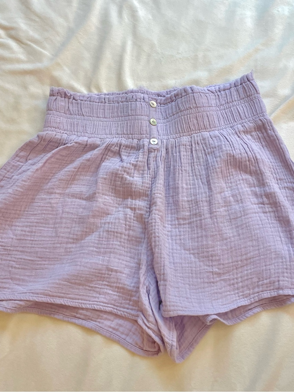 High-Waist Lavender Gauze Women’s Shorts